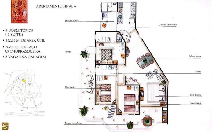 Imagem Apartamento Pé na Areia à venda em Riviera, no Edifício Porto Belo, com 3 dormitórios 2 suítes 108m²