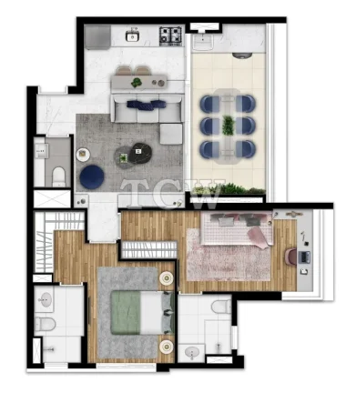 Imagem Apartamento Padrão 2 dorm no Paraíso