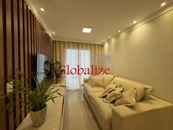 Imagem Apartamento mobiliado com varanda de 84 metros 1 suite 2 dormitórios 1 vaga coletiva suficiente localizado no Marapé Santos R$835.000,00