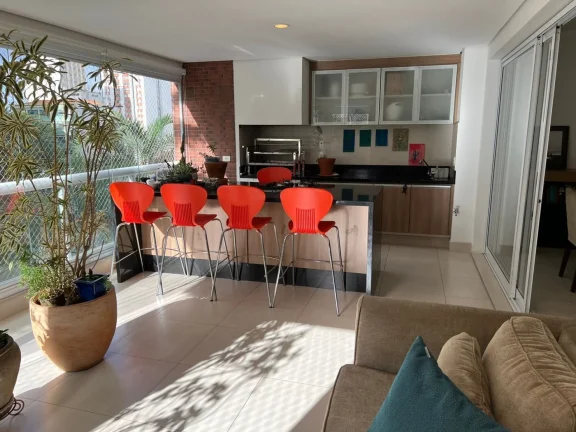 Imagem Lindo apartamento 172 M², 4 dormitórios sendo 3 suítes, 1 espaçosa sala, 1 bela varanda gourmet, 5 banheiros, lavabo, 4 vagas de garagem. Ar split.