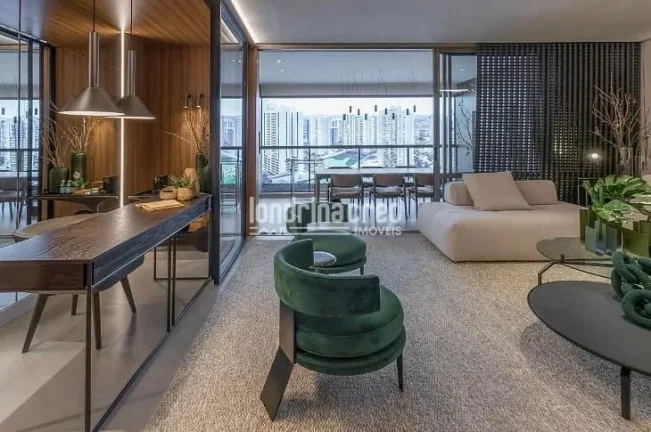 Imagem Apartamento no Ed. Palhano. Dormitórios: 03 sendo 03 suite. Banheiros: 05. Sala. Cozinha. Vagas de garagem: 02. Área útil: 127m²
