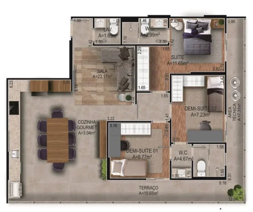 Imagem APARTAMENTO COM 107.25 m² - FORTE - PRAIA GRANDE SP