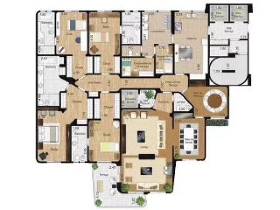 Imagem Apartamento de Luxo à Venda em Santo Amaro - 4 Quartos, 4 Suítes, 5 Banheiros, 4 Vagas de Garagem - 280m² - Condomínio Reserva Casa Grande