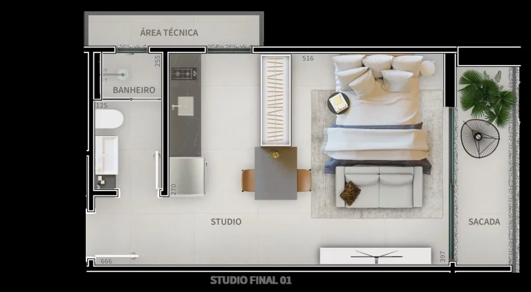 Imagem Studio à venda no São Francisco | 1 quarto, 35m², vaga de garagem – Now Residence, entrega jun/2026