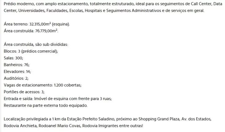 Imagem PRÉDIO DA FACULDADE ANHANGUERA À VENDA EM SANTO ANDRÉ