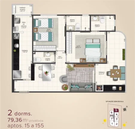 Imagem APARTAMENTO COM 79 m² - AVIAÇÃO - PRAIA GRANDE SP