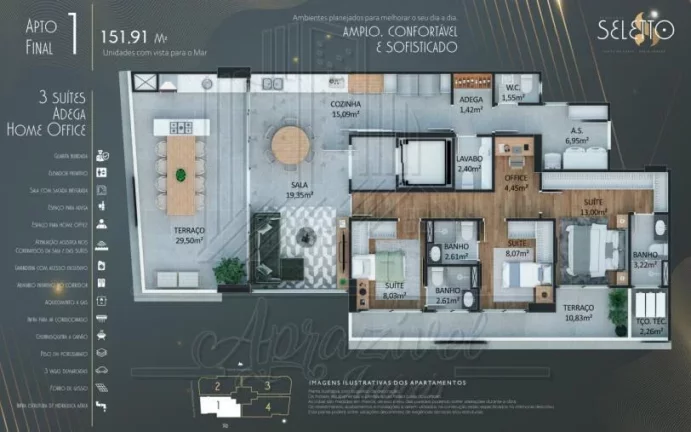 Imagem Apartamento na Planta para Venda em Praia Grande, Canto do Forte, 3 dormitórios, 3 suítes, 1 banheiro