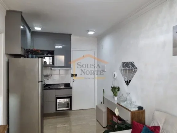 Imagem Um lindo apartamento em porcelanato, todo mobiliado, 1 dormitório, sala, sacada com vidros e persia...