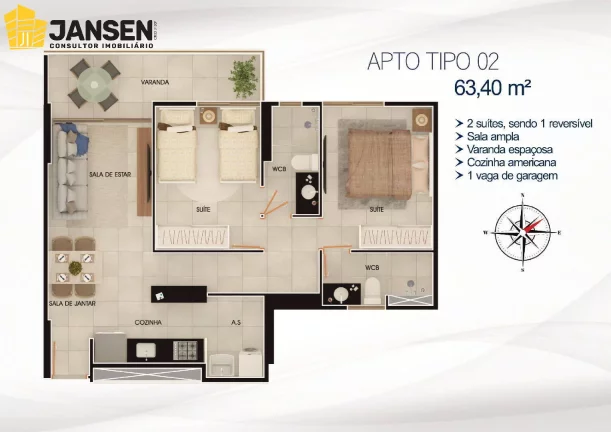 Imagem APARTAMENTOS COM 02 OU 03 QUARTOS E ATÉ 02 SUÍTES EM MANAÍRA.