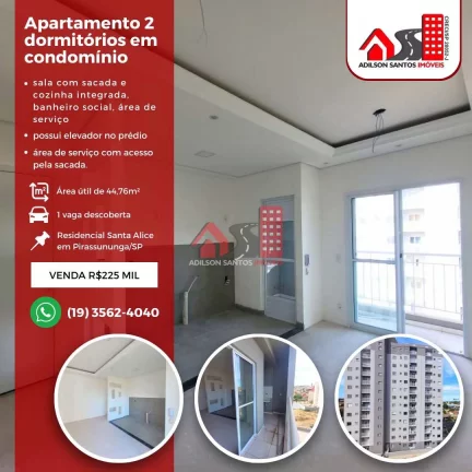 Apartamento com 2 dorms, Rosário, Pirassununga - R$ 225 mil, Cod: 76