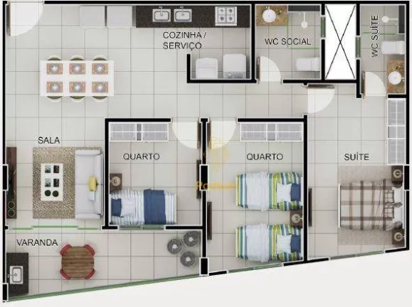 Imagem Apartamentos com varanda / sacada gourmet e pé na areia no Bessa - AP1421