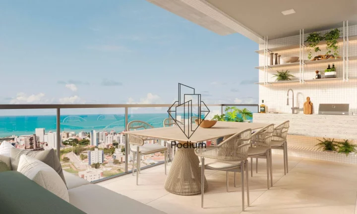 Imagem Apartamentos com varanda / sacada gourmet e vista para o mar nas proximidades do Parque Linear Parahyba 2 no bairro do Jardim Oceania / Bessa