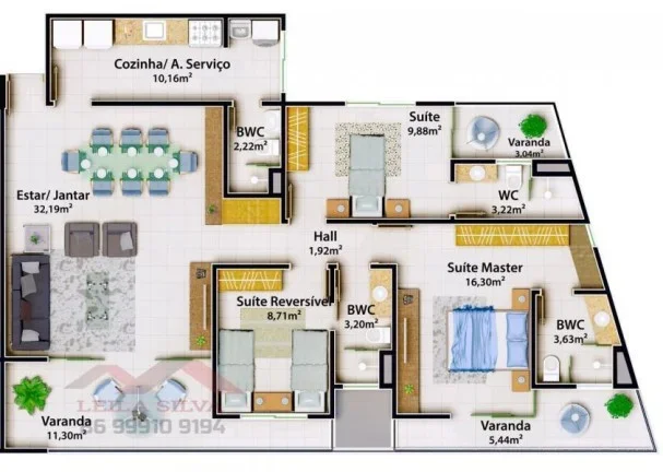 Imagem Apartamento 3 dormitórios para Venda em Teresina, Fatima, 3 dormitórios, 3 suítes, 3 banheiros, 2 vagas