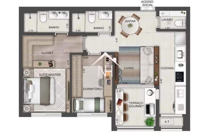 Imagem Apartamento de 70m no Brooklin com 2 dormitórios (1suíte),terraço gourmet,1 vaga,piscinas,playground,salão de festas,coworking,fitness,mini quadra