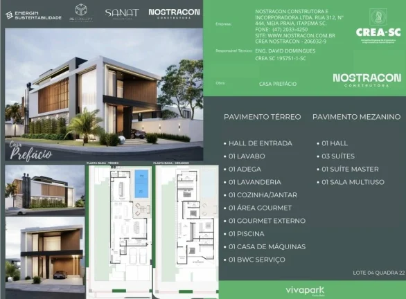 Imagem Casa com 4 dormitórios à venda sendo 4 suítes, 343.0 m² por - R$ 7.000.000,00 - Vivapark Porto Belo - Porto Belo/SC