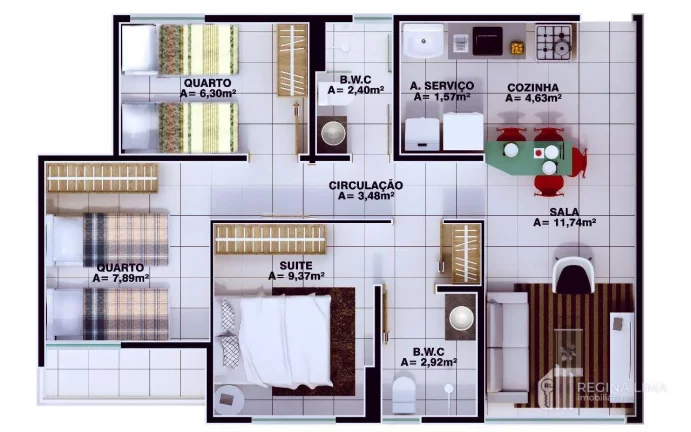 Imagem Apartamento em condomínio fechado, 3 dormitórios à venda, R$ 264.715,18 - Condomínio PARQUE DAS FLORES - Uruguai - Teresina/PI, próximo à UNINOVAFAPI
