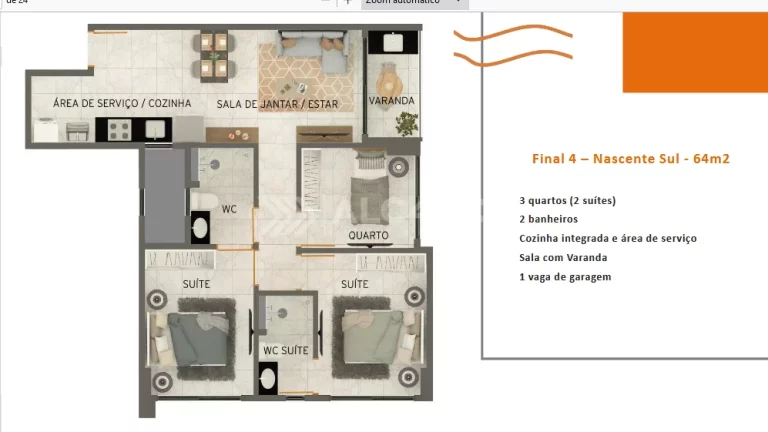 Imagem Apto - 3 Quartos - 2 Suítes - 64,87m² - Formosa, Cabedelo/PB