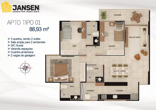 Imagem APARTAMENTOS COM 02 OU 03 QUARTOS E ATÉ 02 SUÍTES EM MANAÍRA.