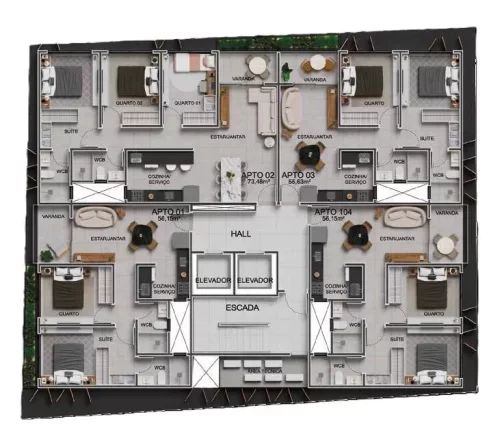 Imagem Apartamento com 2 dormitórios à venda, 56 m² por R$ 552.892,60 - Manaíra - João Pessoa/PB