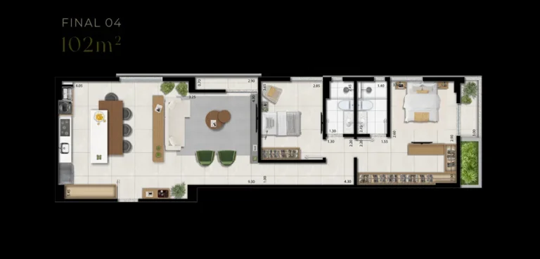 Imagem Apartamentos de 2 dormitórios e 1 suíte com 87 a 104m² privativos com lazer no térro e no roofto...