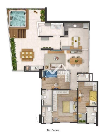 Imagem Apartamento Garden com 3 suítes e vagas demarcadas à venda, 132 m² por R$ 1.515.000 - José Menino - Santos/SP