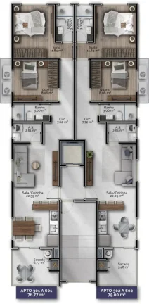 Imagem Apartamento de 1 suíte 1 quarto na planta com excelente padrão de acabamento no bairro Gravatá, em Navegantes - Adriano Carpes Imóveis vende
