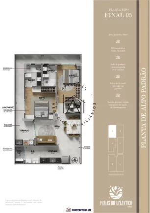 Imagem Apartamento na Planta para Venda em Praia Grande, Caiçara, 2 dormitórios, 2 suítes, 3 banheiros, 2 vagas