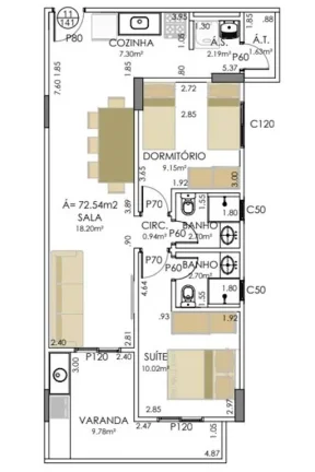 Imagem APARTAMENTO COM 73 m² - AVIAÇÃO - PRAIA GRANDE SP