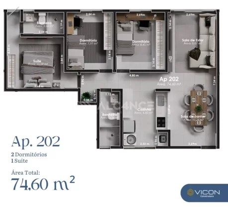 Imagem Apto - 3 Quartos - 1 Suíte - 131,04m² - Altiplano Cabo Branco, João Pessoa/PB