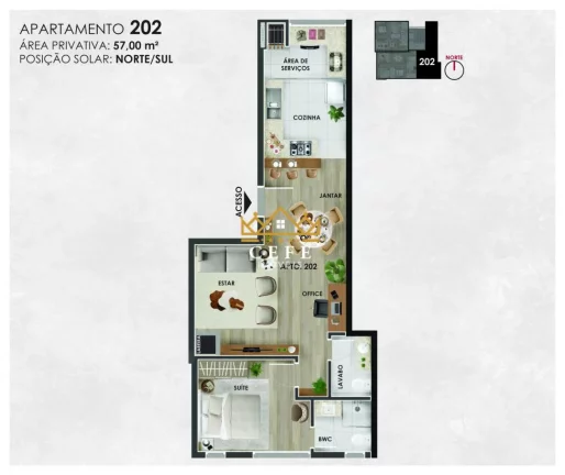 Imagem Apartamento com 1 Dormitorio(s) localizado(a) no bairro Planalto em Gramado / RIO GRANDE DO SUL Ref.:1435