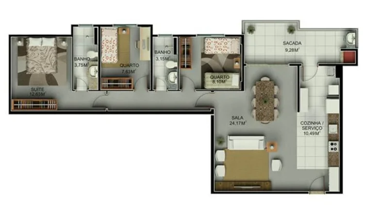 Imagem Apartamento para Venda em São José dos Pinhais, Centro, 3 dormitórios, 1 suíte, 2 banheiros, 2 vagas