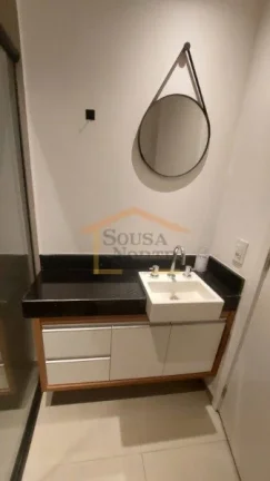 Imagem Apto Studio 27,61m², 1 dormitório, banheiro, sacada, Vidros antirruído, porta com senha eletrôni...