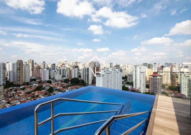 Imagem Studio mobiliado de 49m com 1 dormitório, amplo terraço, área de serviço,1 vaga,Espaço Gourmet,Academia,Quadra de Squash,Piscina Aquecida,Playground