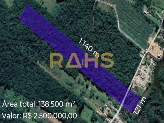 Área localizada na Estrada Timbé, no Cubatão, Zona Norte de Joinville, a 1,5 km do Aeroporto Laur...