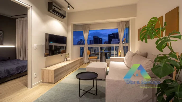 Imagem Apartamento todo mobiliado em Pinheiros com 39m² - 1 suíte com localização privilegiada a 210mts da Estação de Metrô Faria Lima/Pinheiros.