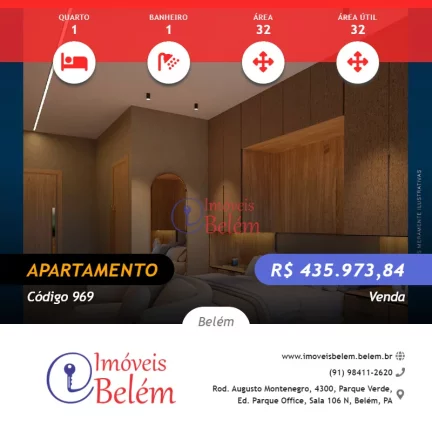 Imóveis Belém vende Sky Tower Studio na planta 32m²