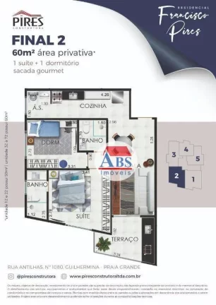 Imagem Apartamento com 2 dormitórios à venda, 60 m² por R$ 345.000,00 - Vila Guilhermina - Praia Grande/SP