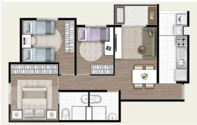 Imagem Apartamento para Venda em Santo André, Vila Valparaiso, 3 dormitórios, 1 suíte, 1 banheiro, 1 vaga