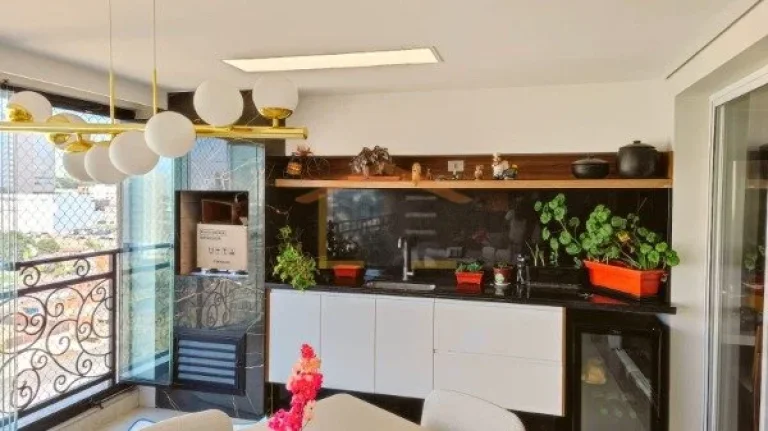 Imagem Apto 145m², 3 suítes, sala ampla, lavabo, sacada com churrasqueira, cozinha americana, área de se...