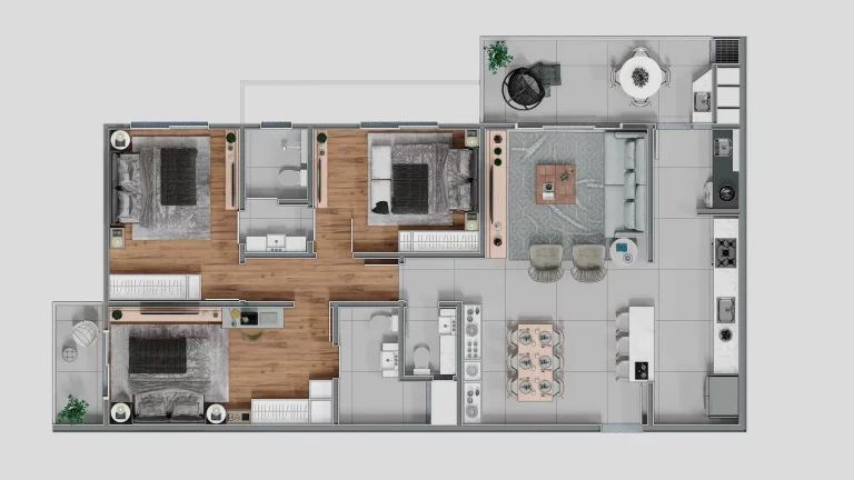 Imagem Apartamento 3 dormitórios sendo 1 suíte e 2 vagas de garagem - Barreiros em São José/SC