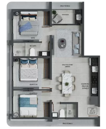 Imagem Apartamento à venda, 59 m² por R$ 473.741,77 - Bessa - João Pessoa/PB