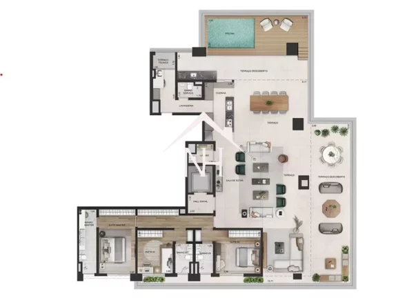 Imagem Apartamento de 314m c/ 2 suítes,hall privativo,2 vagas,terraço gourmet,espaço gourmet,pilates,fitness,playground,sauna,salão de jogos,piscina,delivery