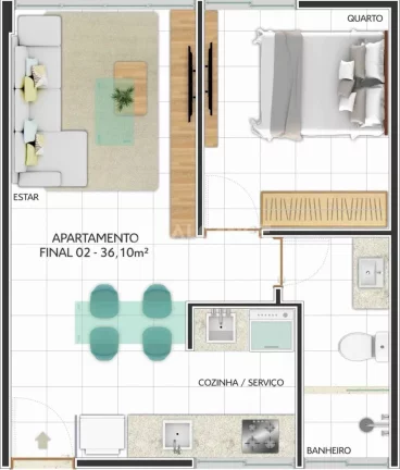 Imagem Apto - 1 Quarto - 36 m² - Intermares, Cabedelo/PB