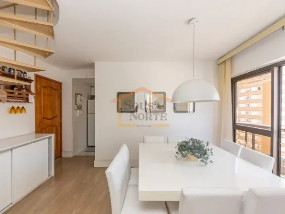 Imagem Apartamento duplex com 90 m², 2 dormitórios, sendo 2 suítes (ambas com sacada), 3 banheiros. Loca...