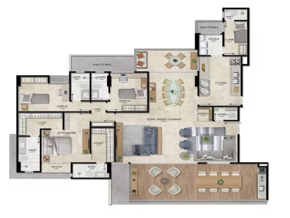 Imagem LANÇAMENTO NO MELHOR DO CAMINHO DAS ARVORES - 4 SUITES - 210m2 DE AREA PRIVATIVA- ALAMEDA CATABAS - OBRAS ACELERADAS R$ 2.720.000,00