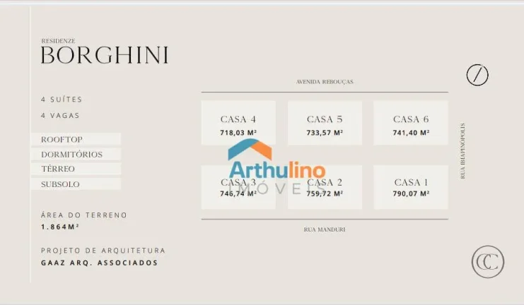 Imagem Residenze Borghini: 718m², 4 suites, 4 vagas, à venda por R$ 17.288.300,00 - Jardim Paulistano - São Paulo/SP