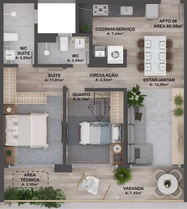 Imagem Apartamentos com varanda / sacada a 140m da praia de Intermares - AP2220