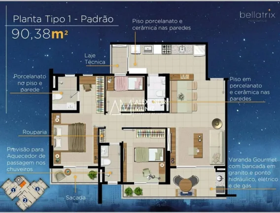 Imagem Bellatrix Residence, 3 quartos, apartamento à venda no Guararapes.