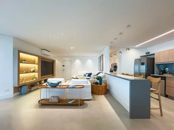Imagem Luxuoso apartamento de 4 quartos na Riviera de São Lourenço Módulo 07: 4 suítes, 3 salas, 4 vagas de garagem e 241,13 m² de área.