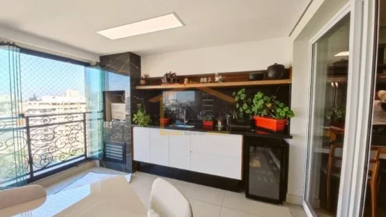 Imagem Apto 145m², 3 suítes, sala ampla, lavabo, sacada com churrasqueira, cozinha americana, área de se...